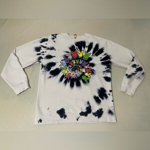 Playboy Crewneck Sweater Men’s Size Large Tie Dye Spiral Logo White‎